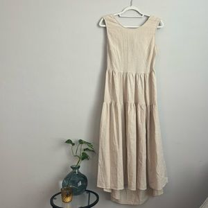 Linen tie back midi dress